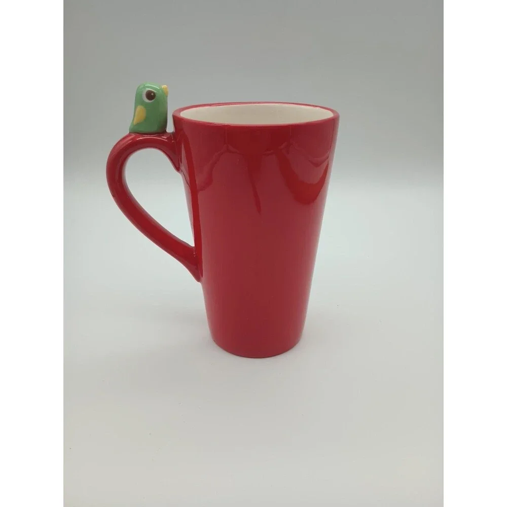 Valentine’s 09 Turtle Bird Embossed Bird on Handle Tall Mug 5-5/8
